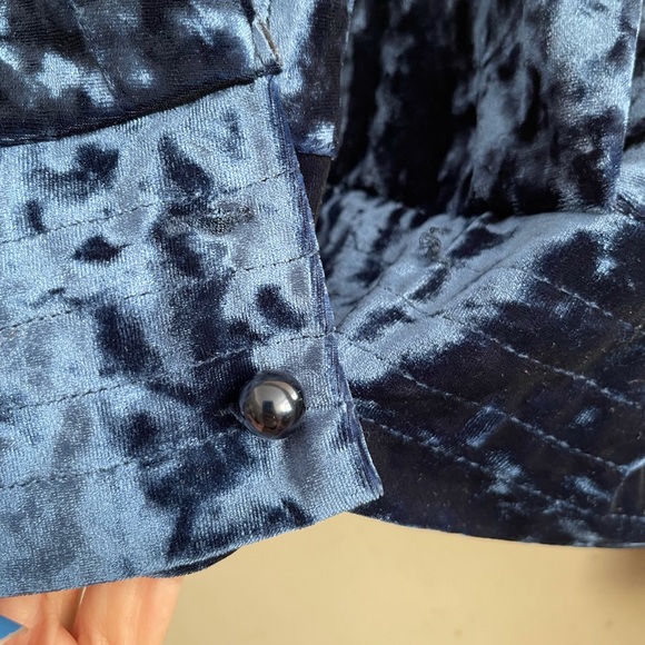 Zara Blue Velvet Sequin Bird Kimono Wrap Top - Picture 6 of 7